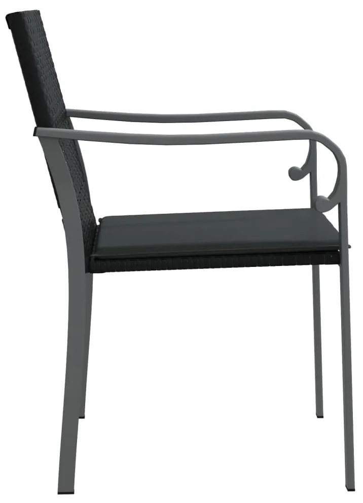 Cadeiras jardim c/ almofadões 6pcs 56x59x84 cm vime PE preto