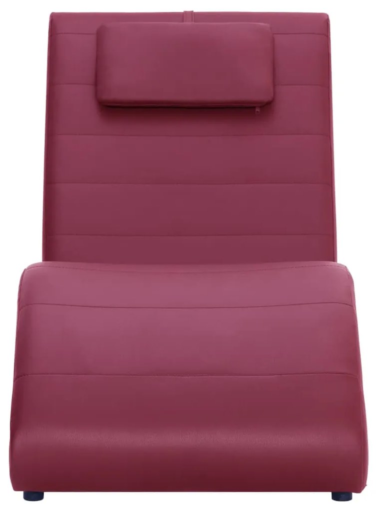 Chaise longue com almofada couro artificial vermelho tinto