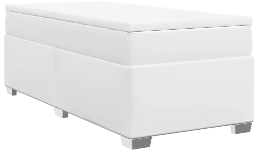 Cama com molas/colchão 90x200 cm couro artificial branco