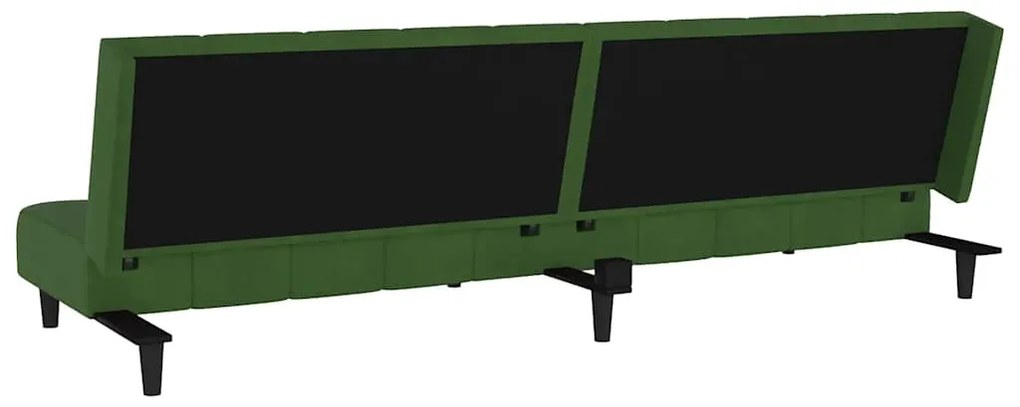 Sofá-cama de 2 lugares veludo verde-escuro
