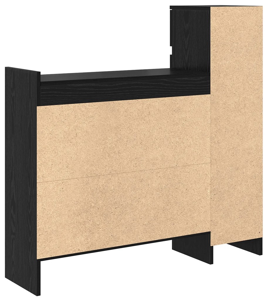 Cabine de Sapatos Carvalho Preto 100.5x28x100 cm Madeira Engenheirada