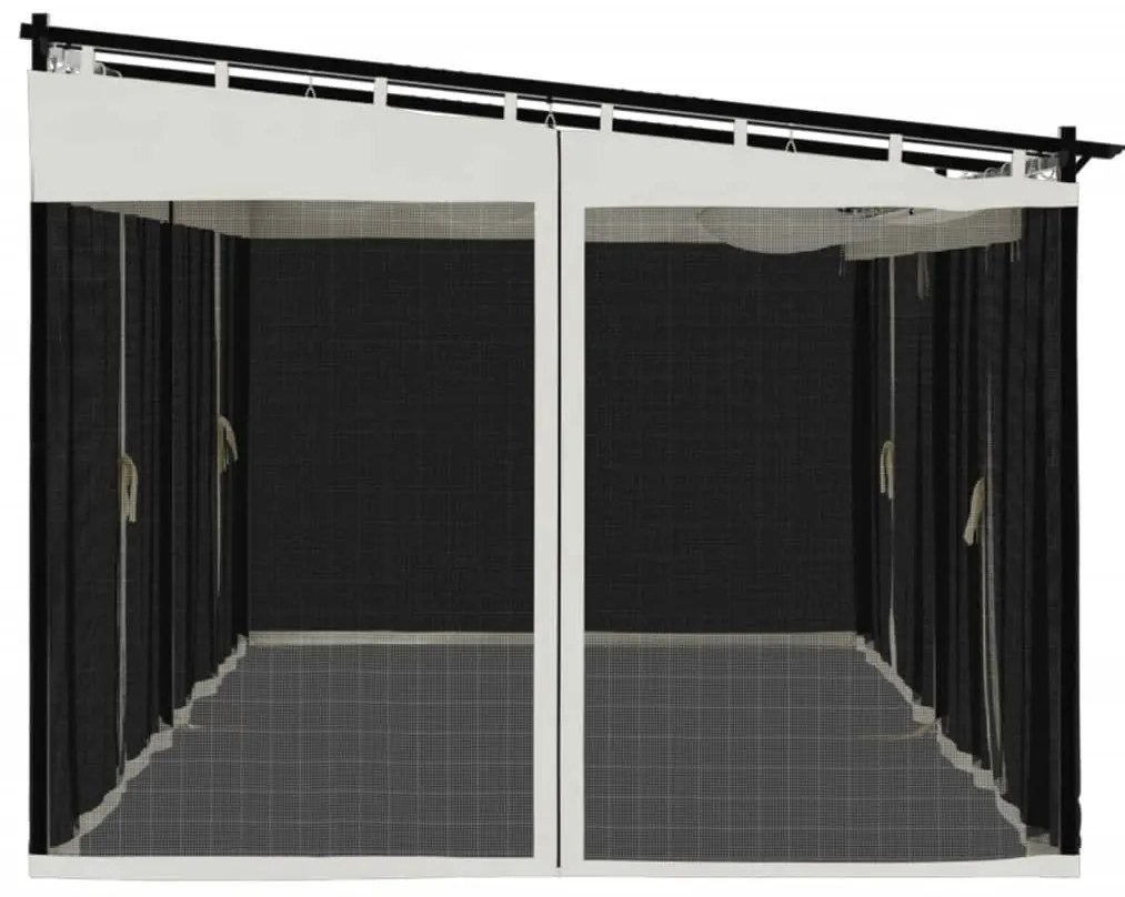 Gazebo com paredes de malha 6x3 m aço creme