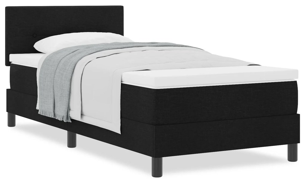 Cama Box com Colchão Preta 90x200 cm Tecido