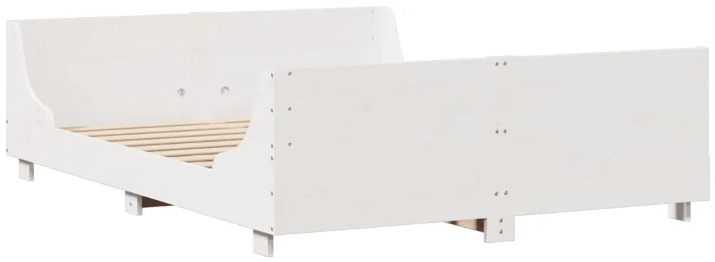 Cama com estante sem colchão 160x200 cm madeira maciça branco