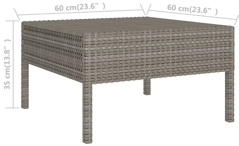 9 pcs conjunto lounge de jardim c/ almofadões vime PE cinzento