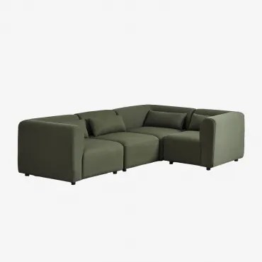 Sofá Modular De Canto Em L De 5 Peças Fogler Tecido Pele De Borrego Verde Sálvia - Sklum