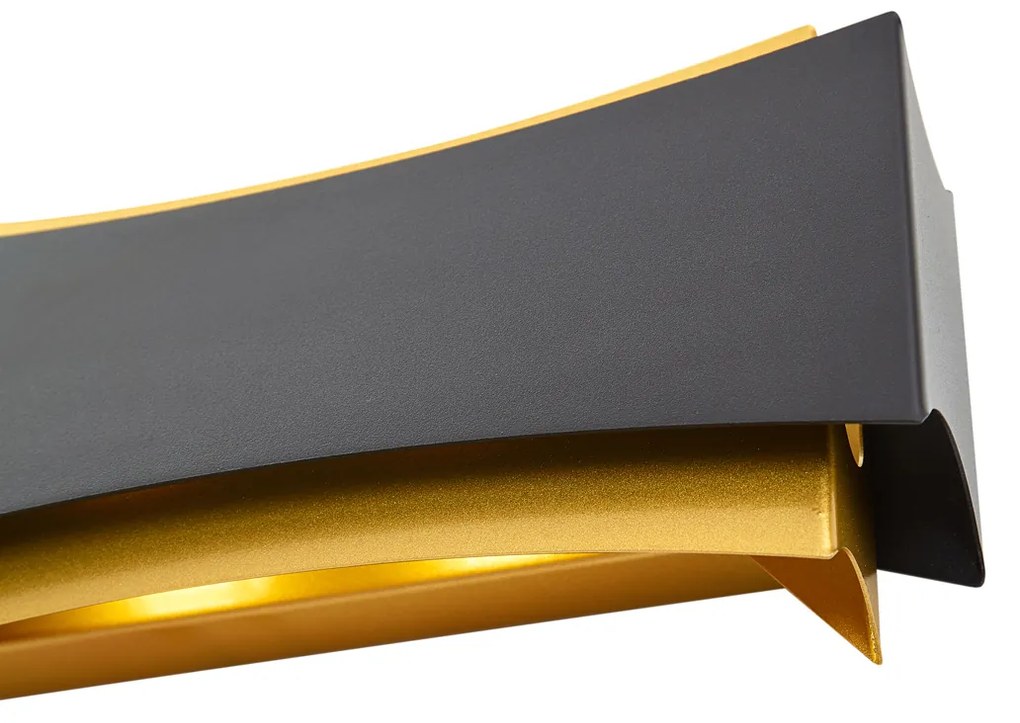 Candeeiro de parede moderno preto com dourado - Plats Moderno