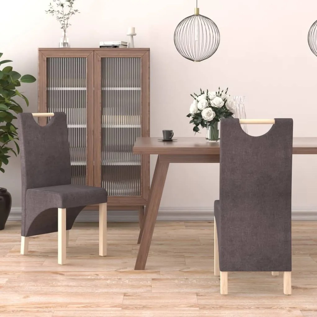 vidaXL Cadeiras de jantar 2 pcs tecido cinzento-acastanhado