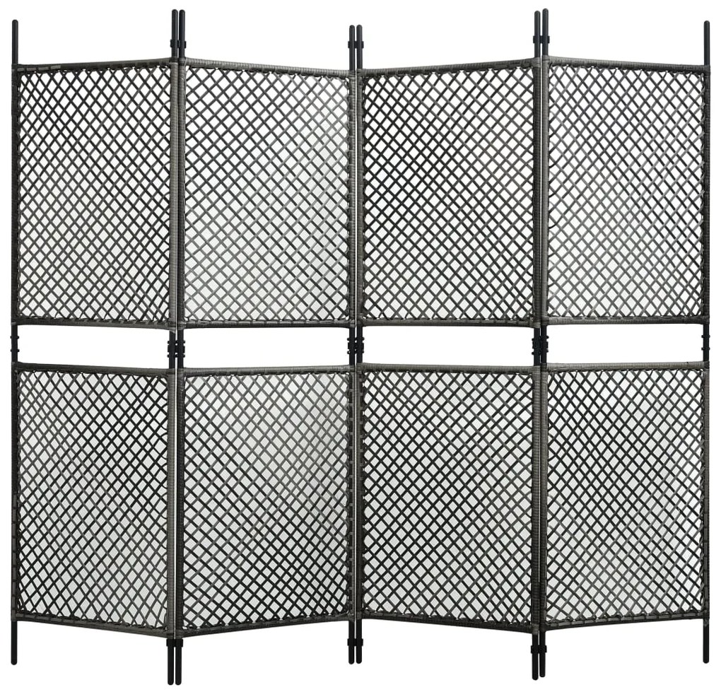 vidaXL Divisória de quarto com 4 painéis 240x200 cm vime PE antracite