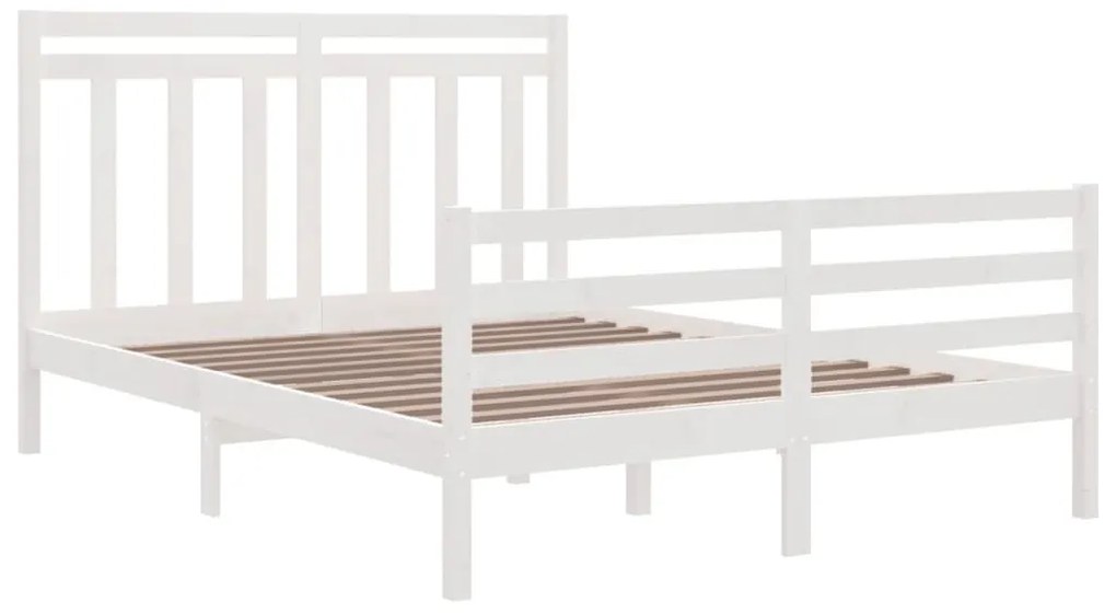 Estrutura de cama king 150x200 cm madeira maciça branco