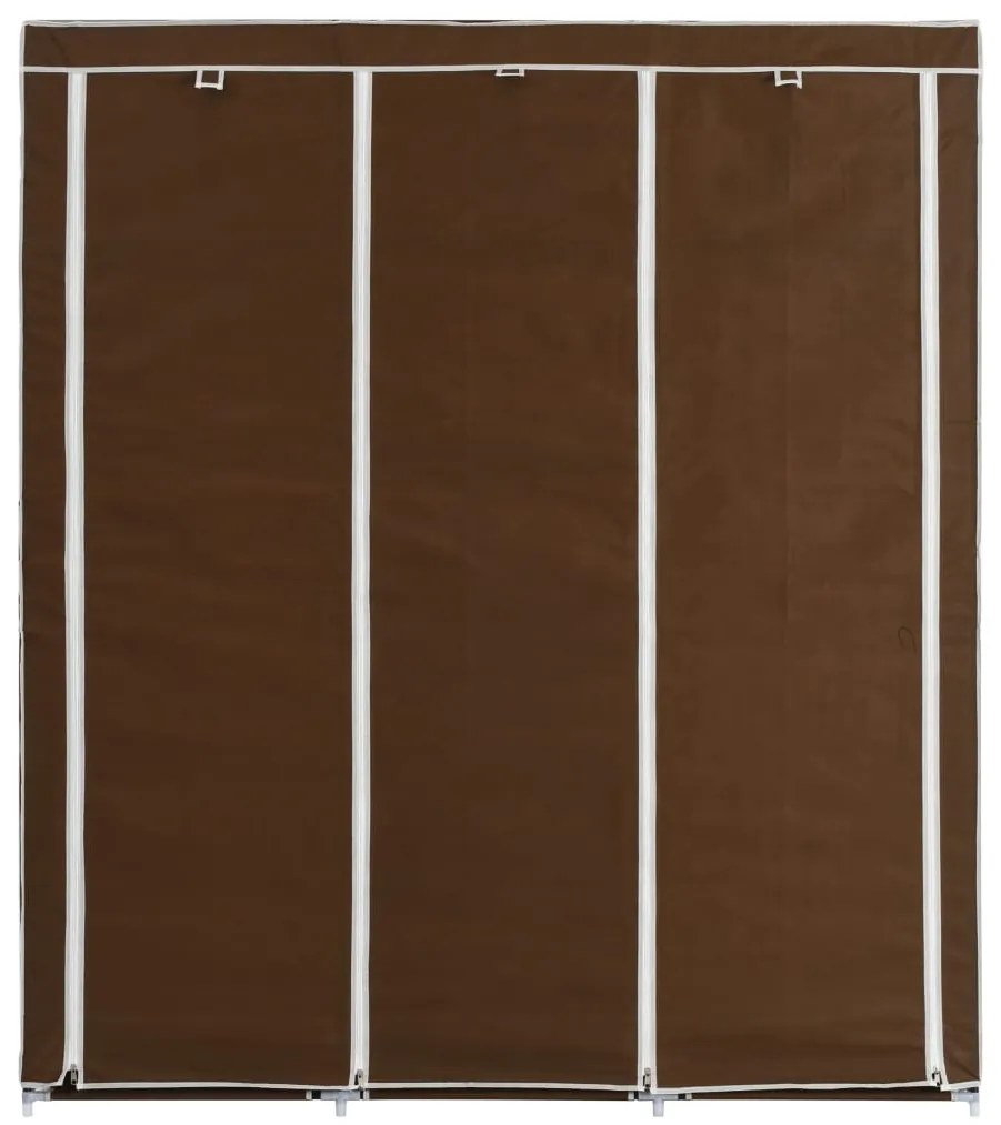 Roupeiro compartimentos e varões 150x45x175cm tecido castanho