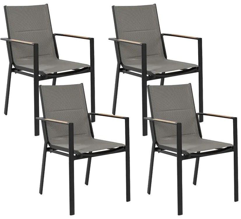 Conjunto de 4 cadeiras de jardim pretas BUSSETO Beliani