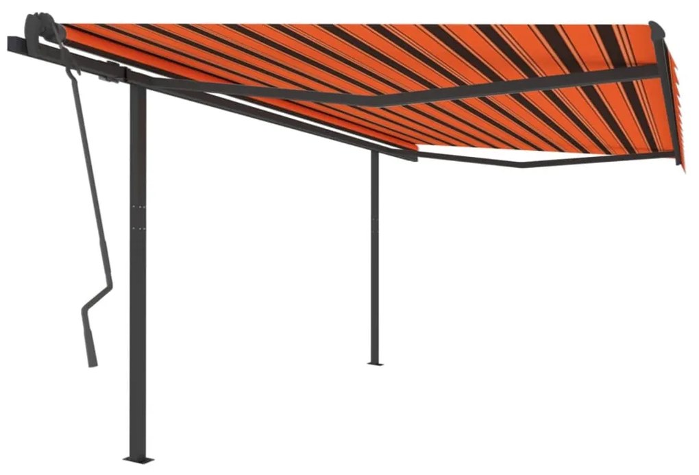 vidaXL Toldo retrátil automático com postes 4x3,5 m laranja e castanho