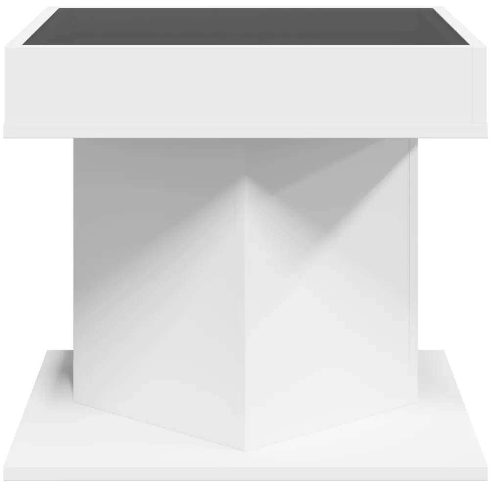Mesa de centro c/ LEDs 50x50x45cm derivados de madeira branco