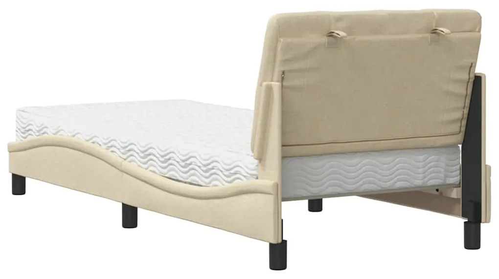 Cama com colchão 90x190 cm tecido cor creme