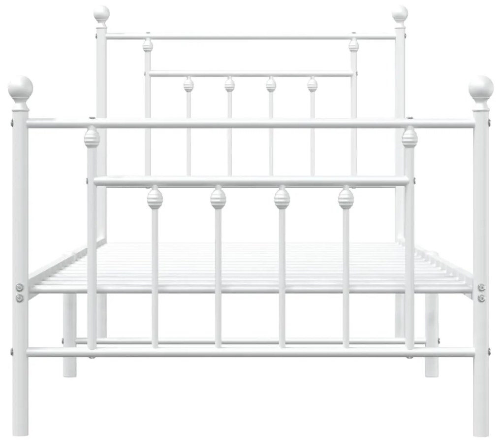 Estrutura de cama com cabeceira e pés 90x190 cm metal branco