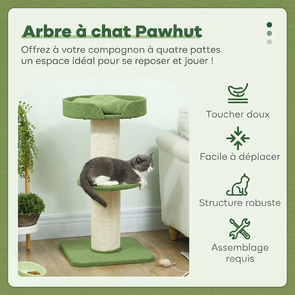 Árvore para Gatos com Arranhador, 45 x 45 x 91 cm, Postes Extragrossos, Verde