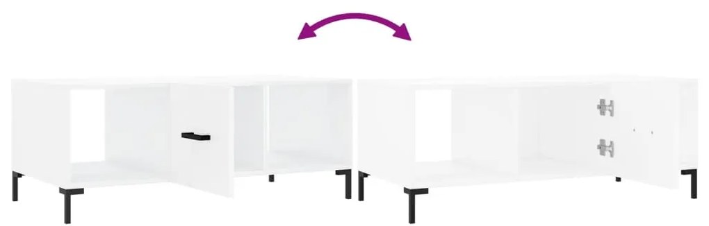 Mesa de centro 102x50x40 cm madeira processada branco brilhante