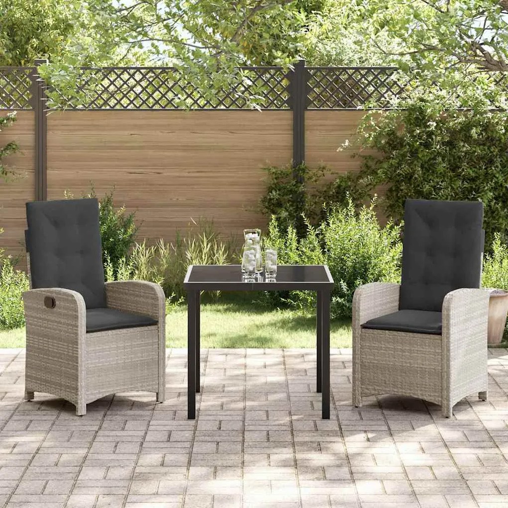 Conjunto de Jantar de Jardim com 3 Peças e Almofadas em Rattan Poliést