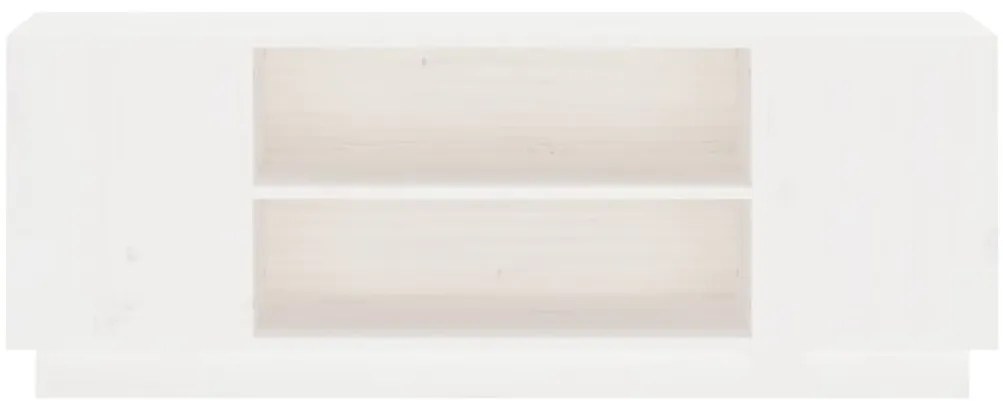 Móvel de TV 110x35x40,5 cm madeira de pinho maciça branco