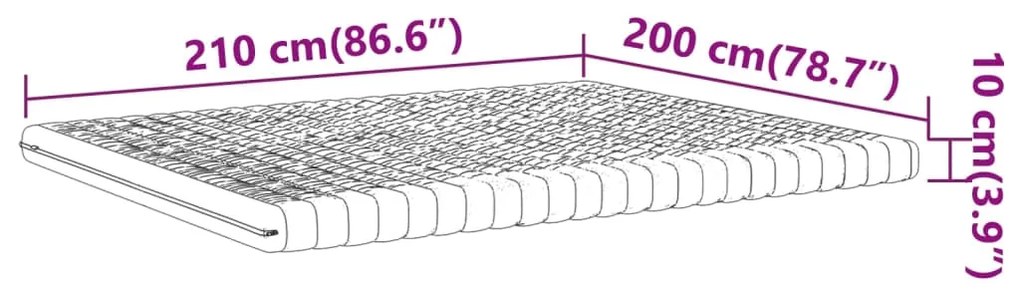 Colchão de espuma 200x210 cm 7 zonas dureza 20 ILD branco