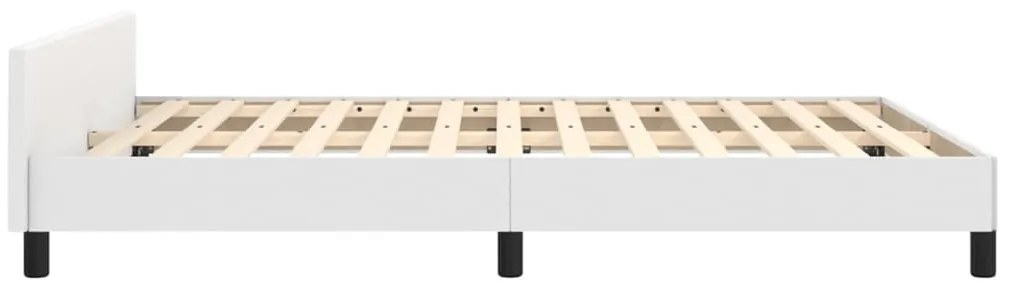 Estrutura cama c/ cabeceira 140x200 cm couro artificial branco