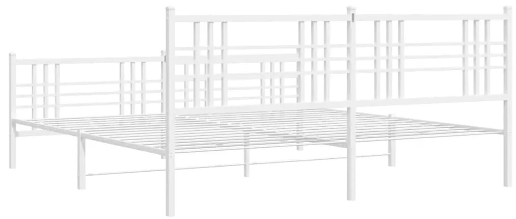 Estrutura de cama com cabeceira e pés 193x203 cm metal branco