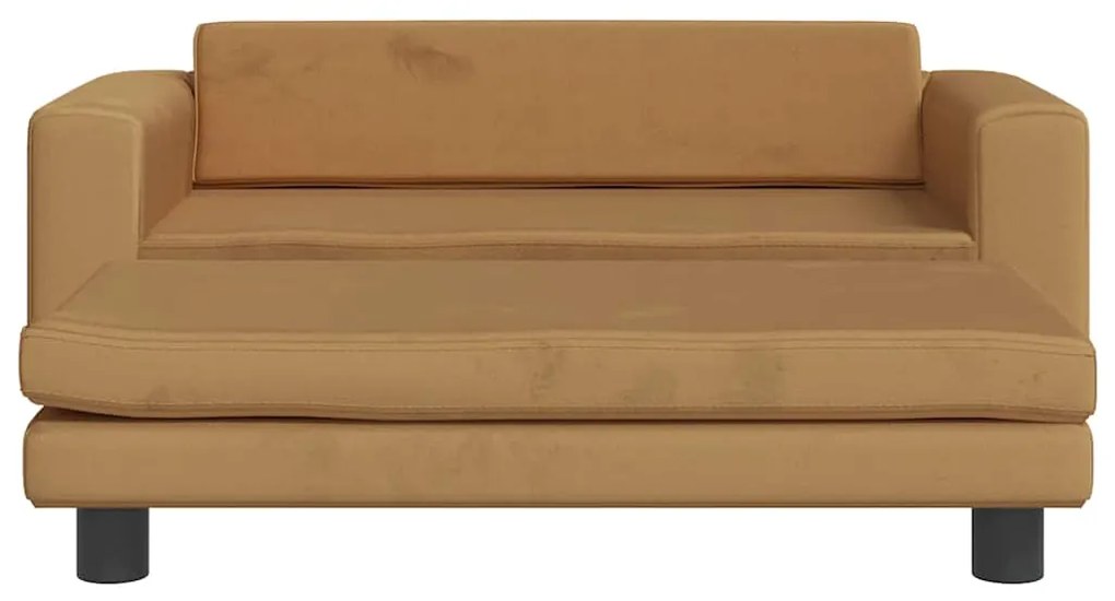 Sofá infantil com apoio de pés 100x50x30 cm veludo castanho
