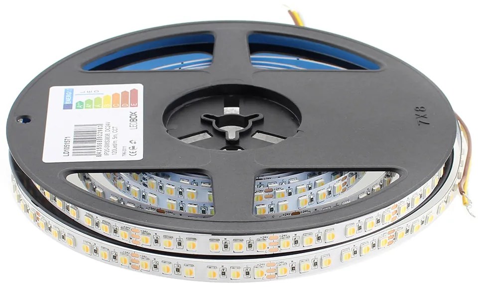 Fita de LED SMD3838, DC24V, 5m (240 Led/m), 90W, IP20 Branco duplo