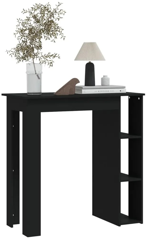 Mesa de bar com prateleiras derivados de madeira preto