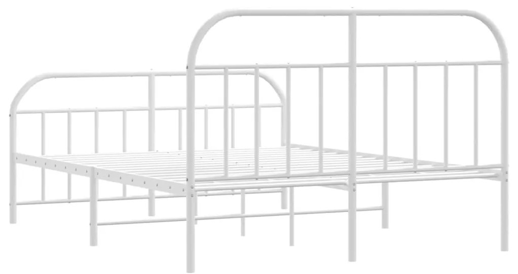 Estrutura de cama com cabeceira e pés 140x190 cm metal branco