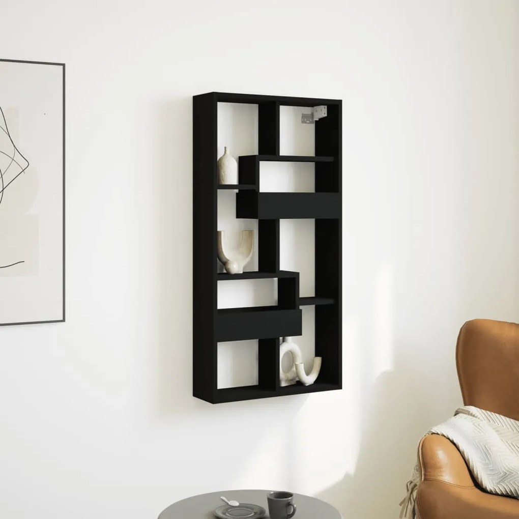 vidaXL Armário de parede 50x15x100 cm derivados de madeira preto