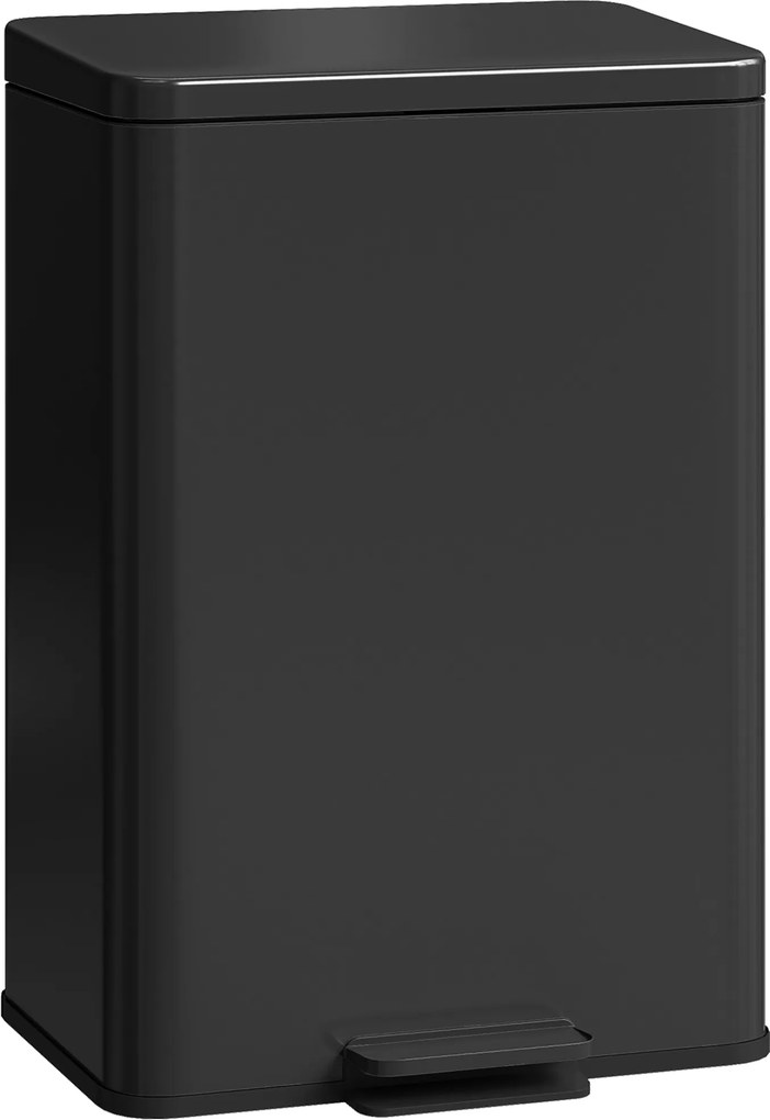 HOMCOM Lixeira 20 L, pedal com tampa de fechamento suave, balde interno removível, preto fosco, 34,2 x 30,6 x 44,2 cm | Aosom Portugal