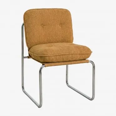 Cadeira De Jantar Estofada E Em Ferro Matilda Bouclé Amarelo Mel - Sklum