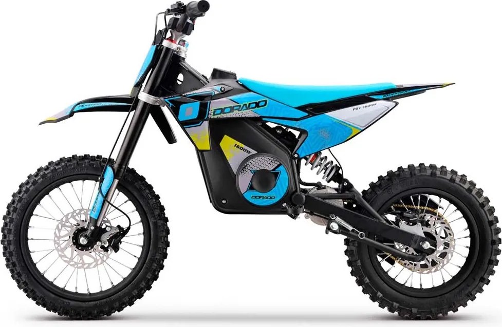 Mini moto elétrica para crianças velocidade até 38 km/h aprox. C/Limitador 1600W DORADO PD7 14/12" Azul