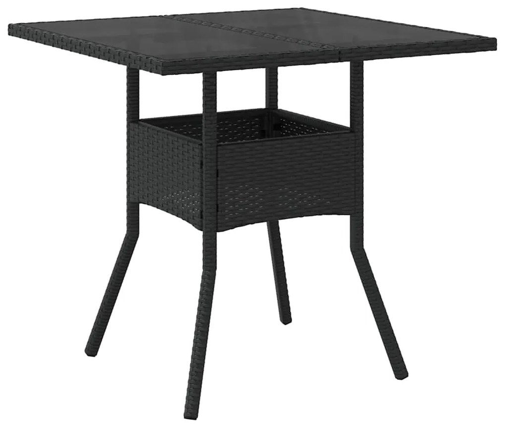Conjunto de Jantar para Jardim 3 Peças Rattan Preto