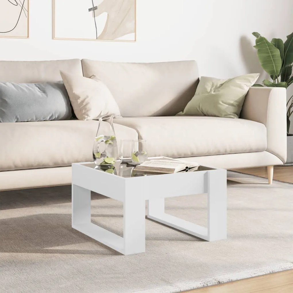 Mesa de centro luzes LED Infinity 50x53x30 cm branco