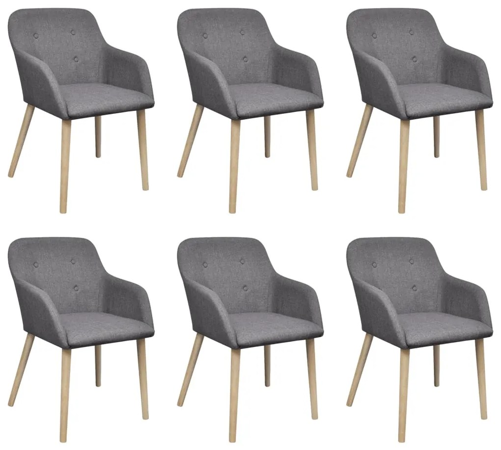 vidaXL Cadeiras jantar 6 pcs tecido cinzento-claro e carvalho maciço