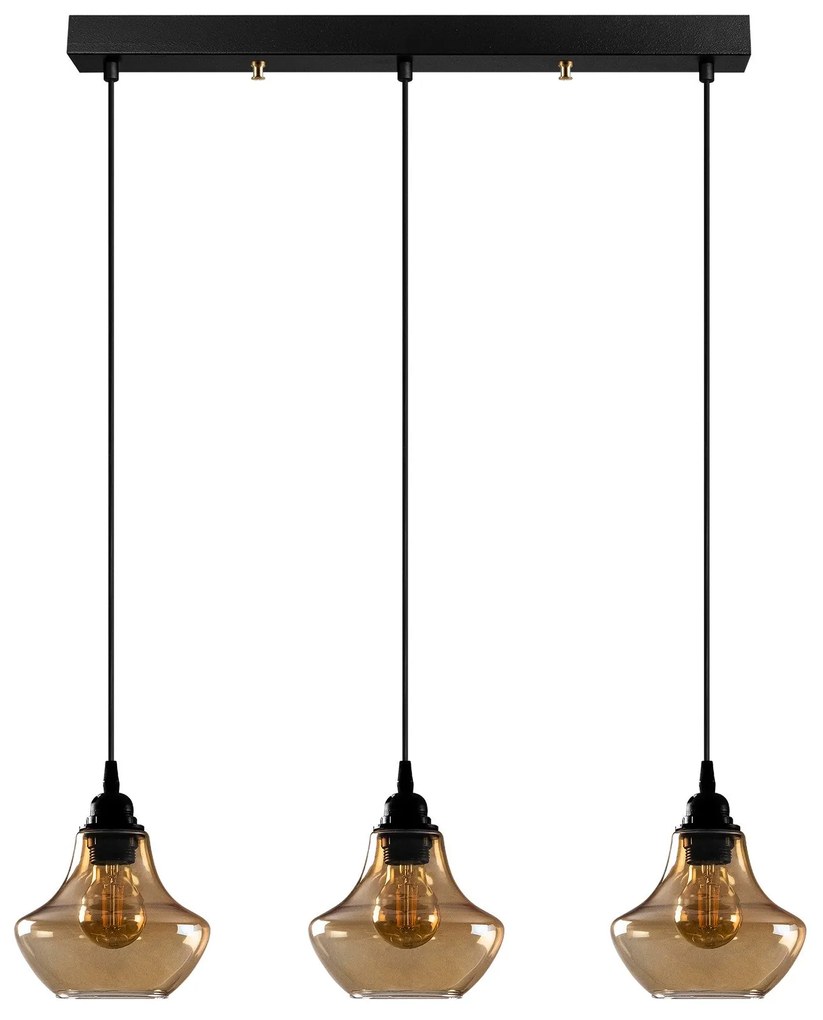 Candeeiro Suspenso Gold – Dourado e Preto – 65 x 17 cm