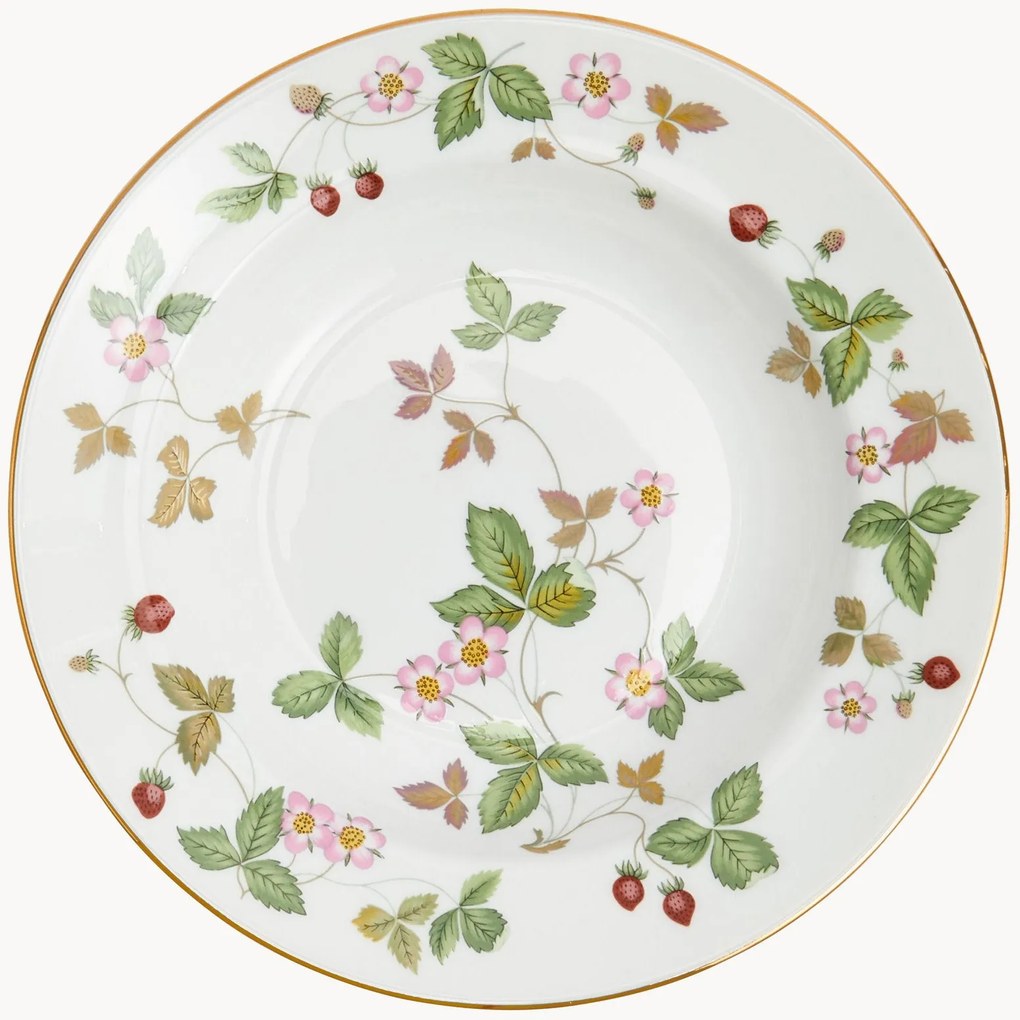 Prato de sopa em Fine Bone China com rebordo decorativo Wild Strawberry