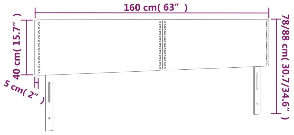 Cabeceira cama c/ LED 160x5x78/88cm couro artificial cinzento
