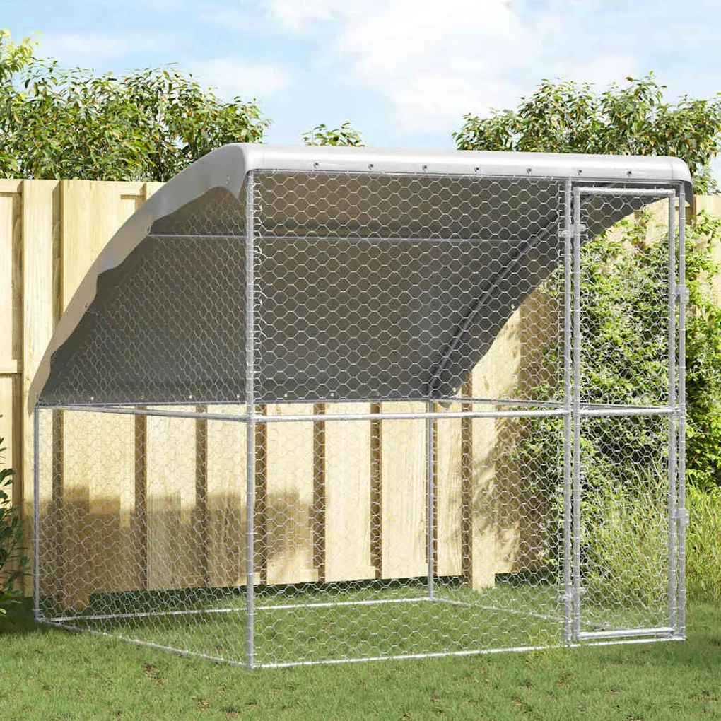 vidaXL Canil de Cachorro Prateado 2 x 2 x 2 m Aço galvanizado