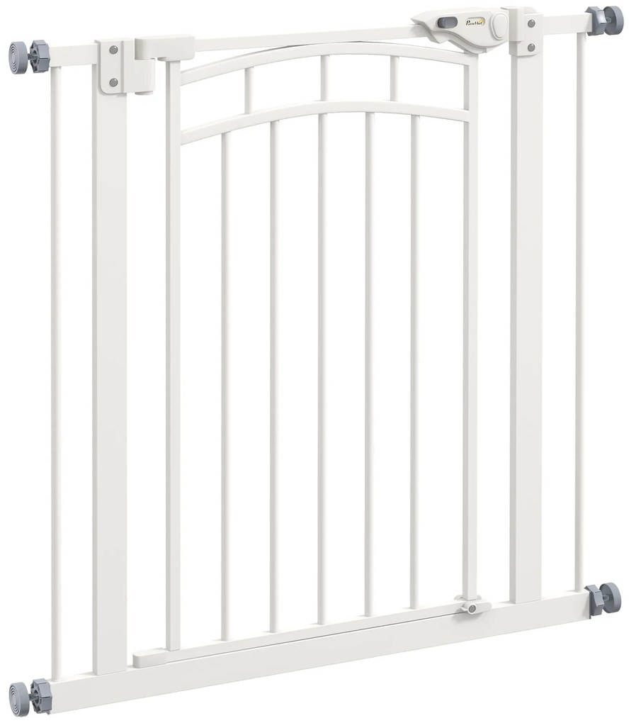 Pawhut Barreira de Segurança para Cães Barreira de Escada Extensível Duplo Bloqueio 74-80x76 cm Branco | Aosom Portugal
