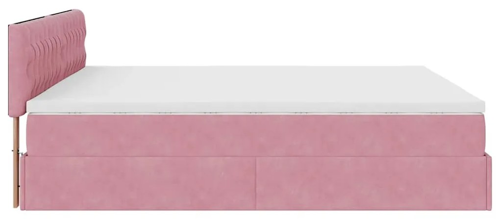 Estrutura de cama otomana com colchão 180x200 cm veludo rosa