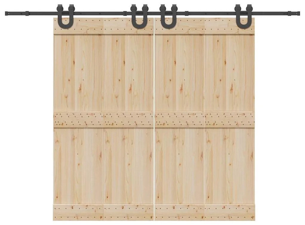 Kit de ferragens para porta deslizante 366 cm aço preto
