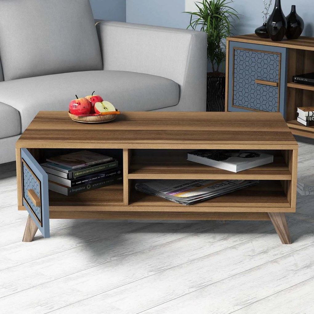 Mesa de Centro Ayla – Azul Nogueira – 105x38,2x60 cm