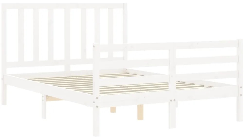 Cama sem colchão 140x190 cm madeira de pinho maciça branco