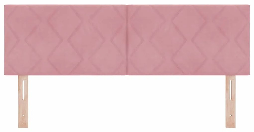 Cabeceira em veludo rosa com detalhes de diamante, 160 cm