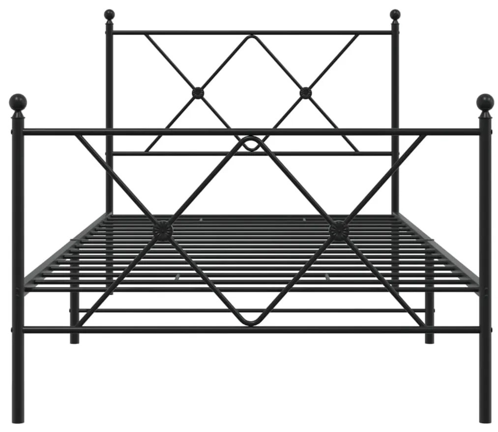 Estrutura de cama com cabeceira e pés 90x190 cm metal preto