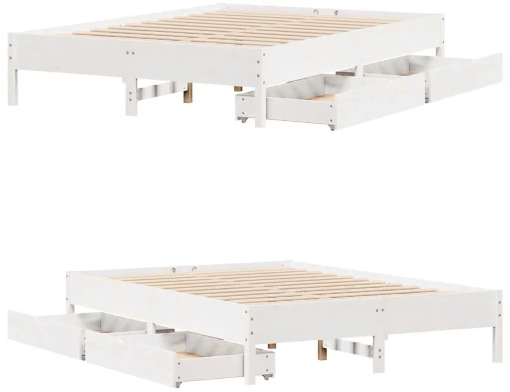 Cama sem colchão 120x190 cm madeira de pinho maciça branco